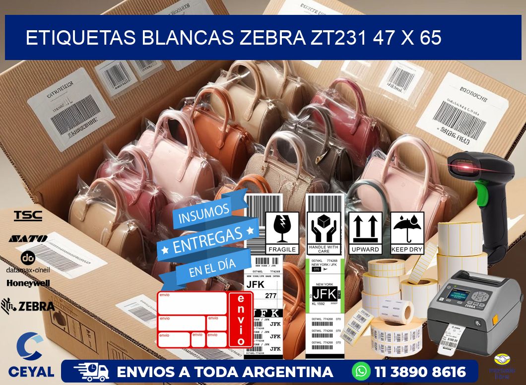 ETIQUETAS BLANCAS ZEBRA ZT231 47 x 65