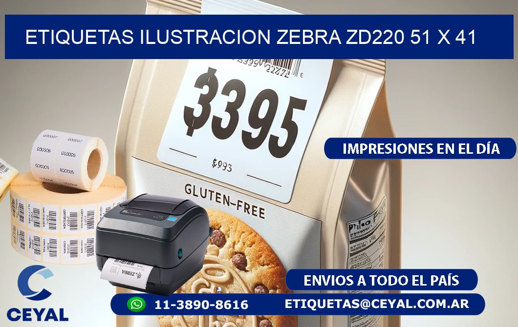 ETIQUETAS ILUSTRACION ZEBRA ZD220 51 x 41