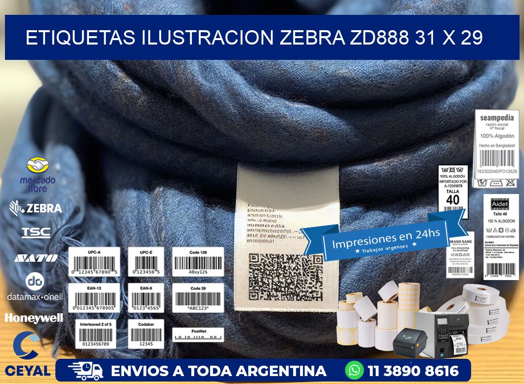 ETIQUETAS ILUSTRACION ZEBRA ZD888 31 x 29