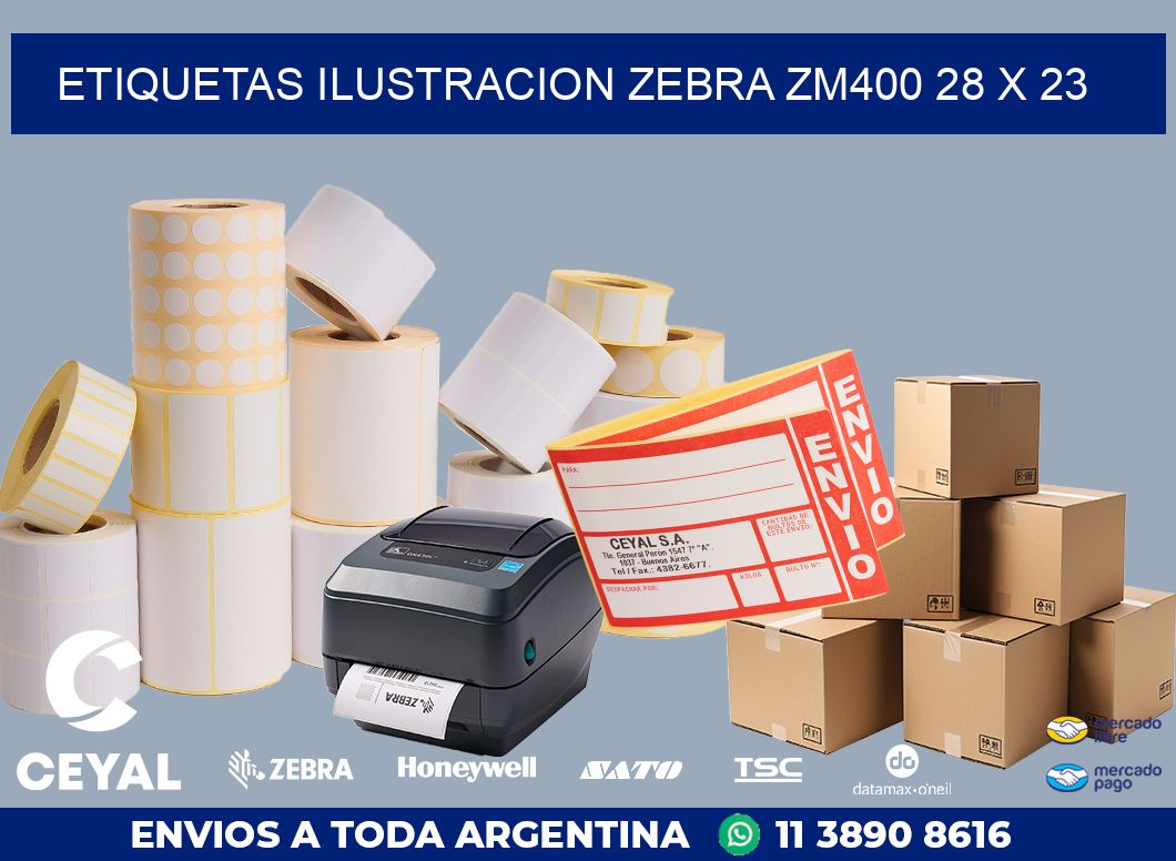 ETIQUETAS ILUSTRACION ZEBRA ZM400 28 x 23