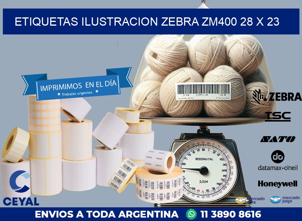 ETIQUETAS ILUSTRACION ZEBRA ZM400 28 x 23
