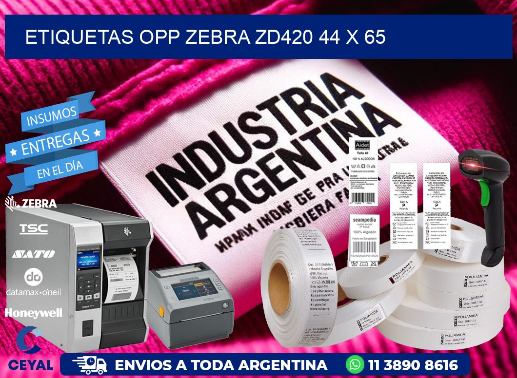 ETIQUETAS OPP ZEBRA ZD420 44 x 65