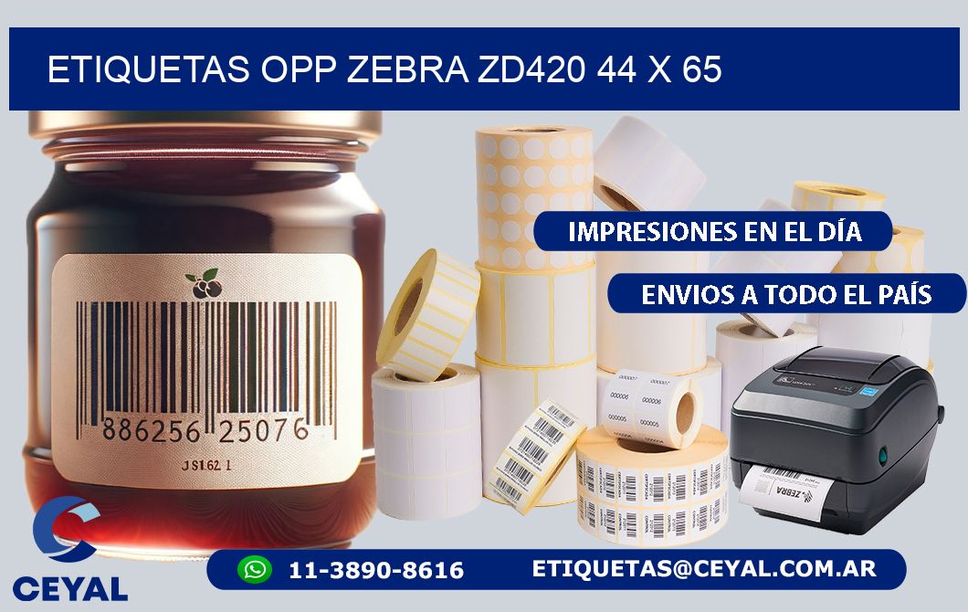 ETIQUETAS OPP ZEBRA ZD420 44 x 65