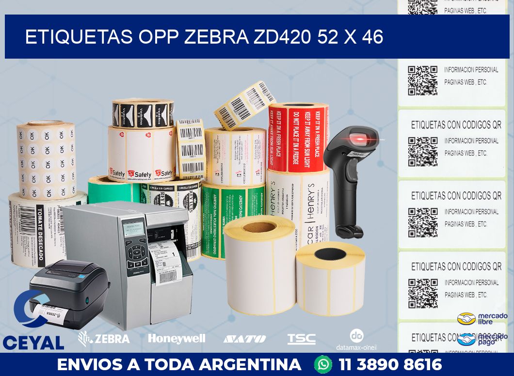 ETIQUETAS OPP ZEBRA ZD420 52 x 46