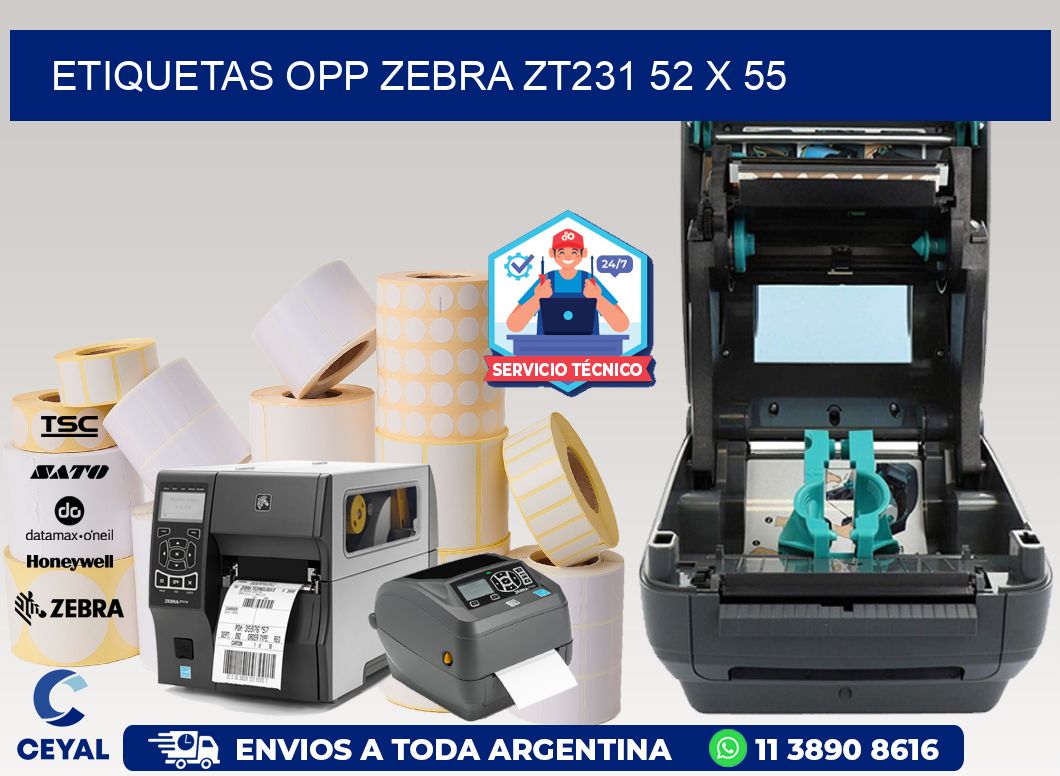 ETIQUETAS OPP ZEBRA ZT231 52 x 55