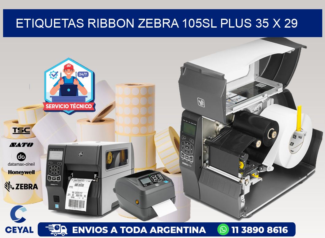 ETIQUETAS RIBBON Zebra 105SL Plus 35 x 29