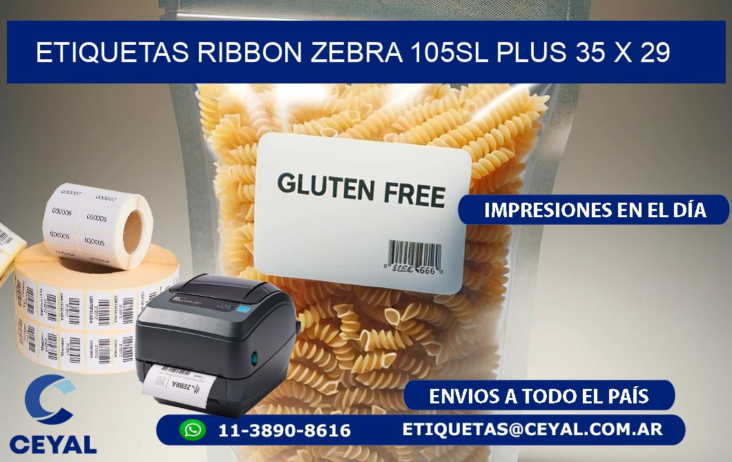 ETIQUETAS RIBBON Zebra 105SL Plus 35 x 29