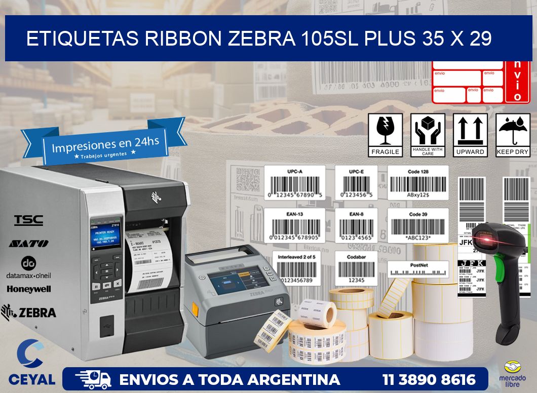 ETIQUETAS RIBBON Zebra 105SL Plus 35 x 29