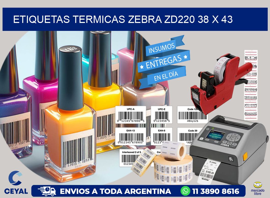 ETIQUETAS TERMICAS ZEBRA ZD220 38 x 43