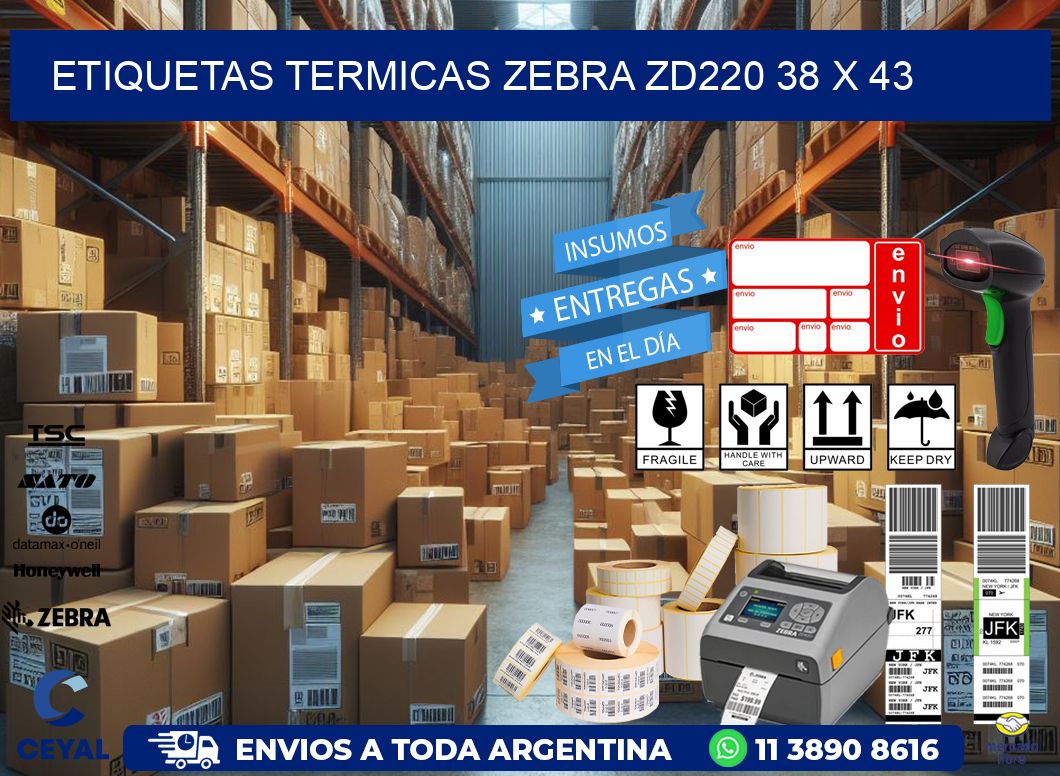 ETIQUETAS TERMICAS ZEBRA ZD220 38 x 43
