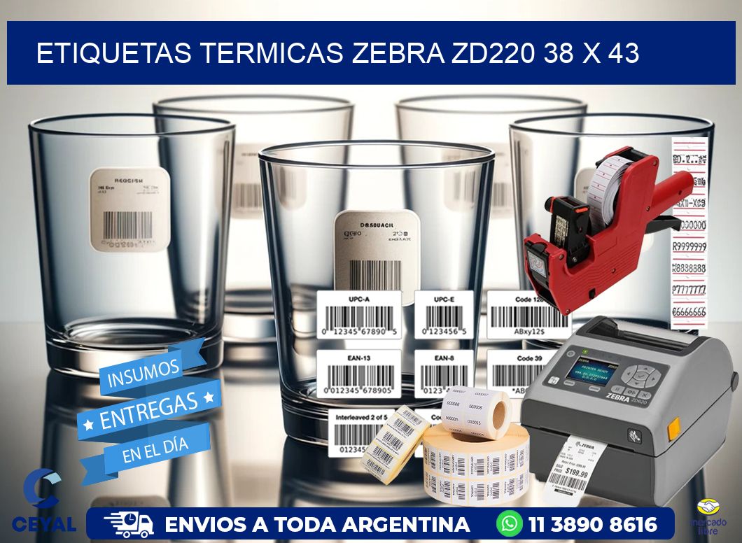 ETIQUETAS TERMICAS ZEBRA ZD220 38 x 43
