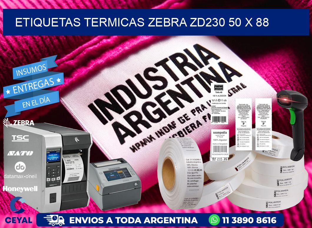 ETIQUETAS TERMICAS ZEBRA ZD230 50 x 88