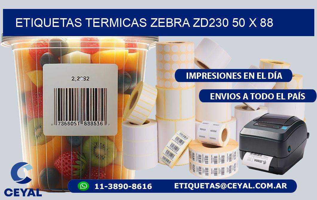 ETIQUETAS TERMICAS ZEBRA ZD230 50 x 88