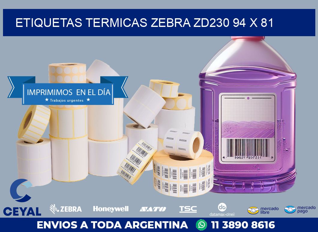 ETIQUETAS TERMICAS ZEBRA ZD230 94 x 81
