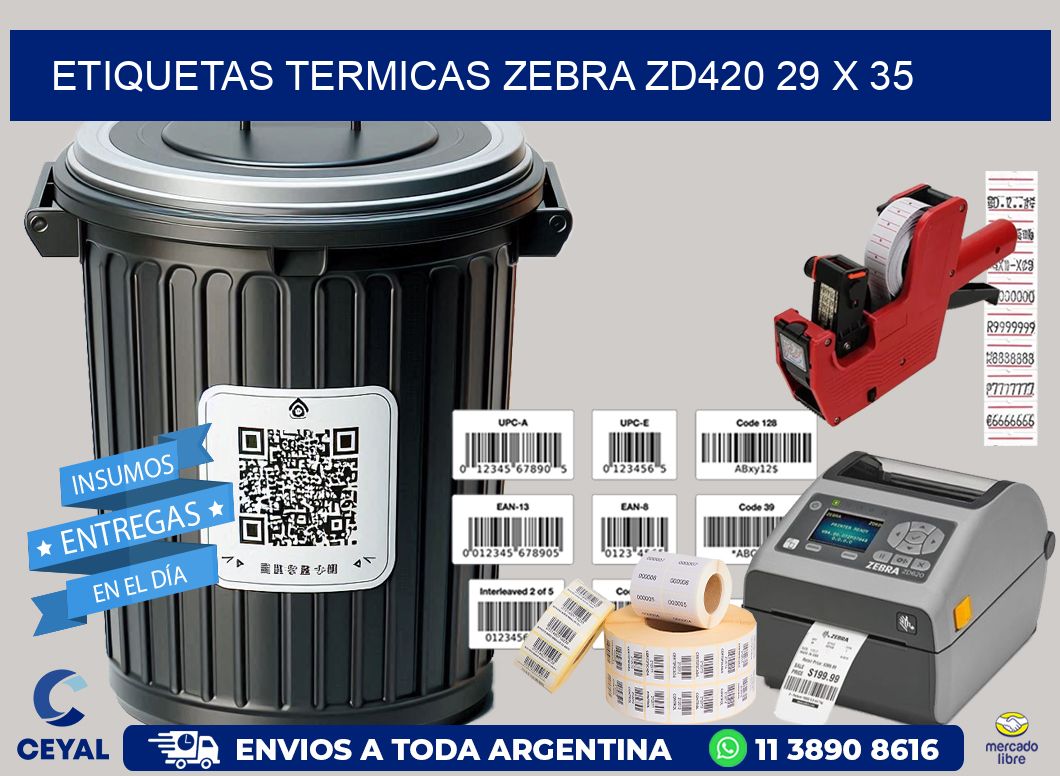 ETIQUETAS TERMICAS ZEBRA ZD420 29 x 35