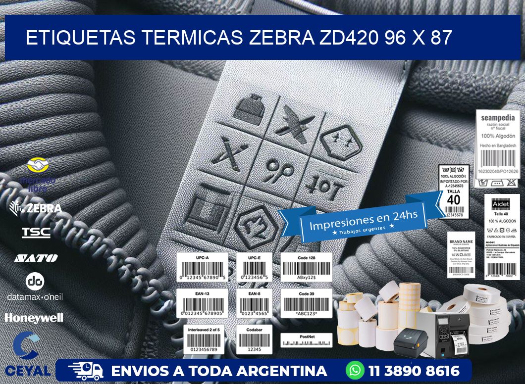 ETIQUETAS TERMICAS ZEBRA ZD420 96 x 87