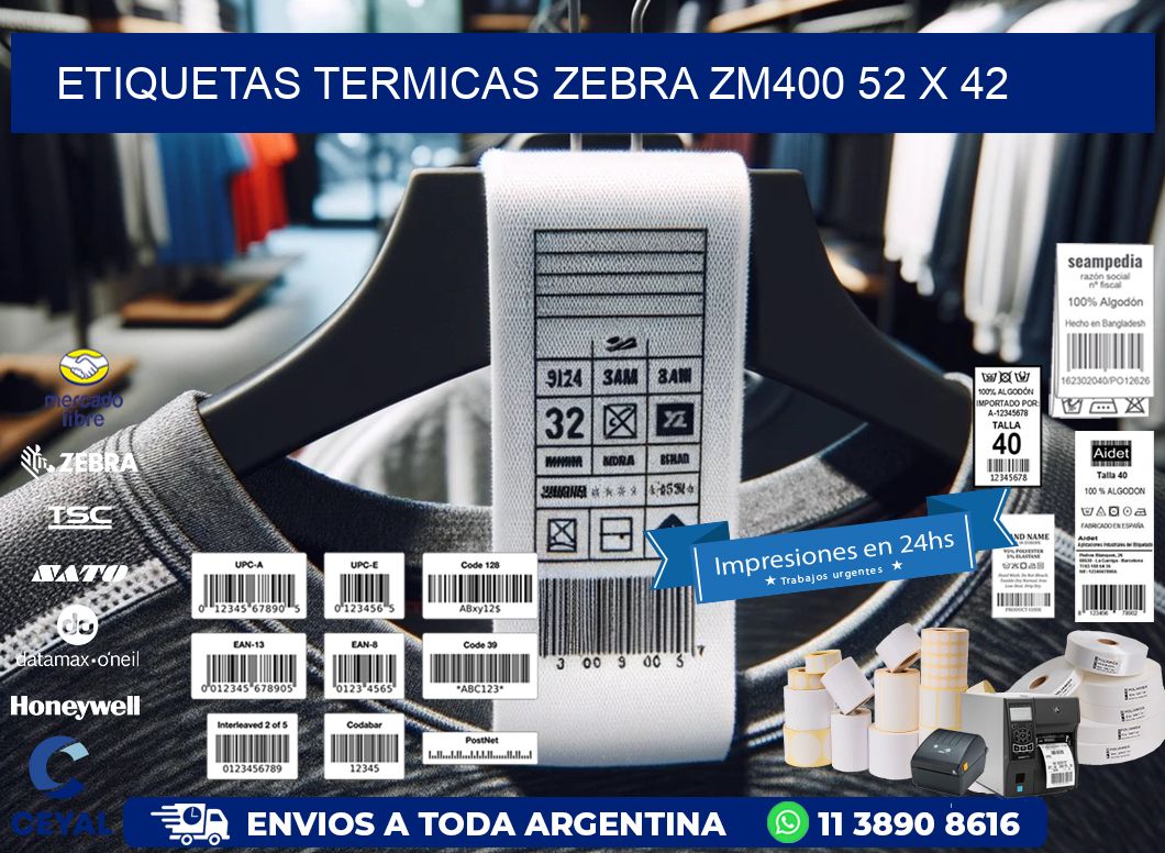 ETIQUETAS TERMICAS ZEBRA ZM400 52 x 42