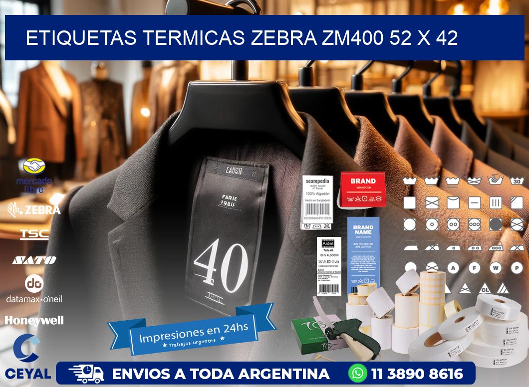 ETIQUETAS TERMICAS ZEBRA ZM400 52 x 42