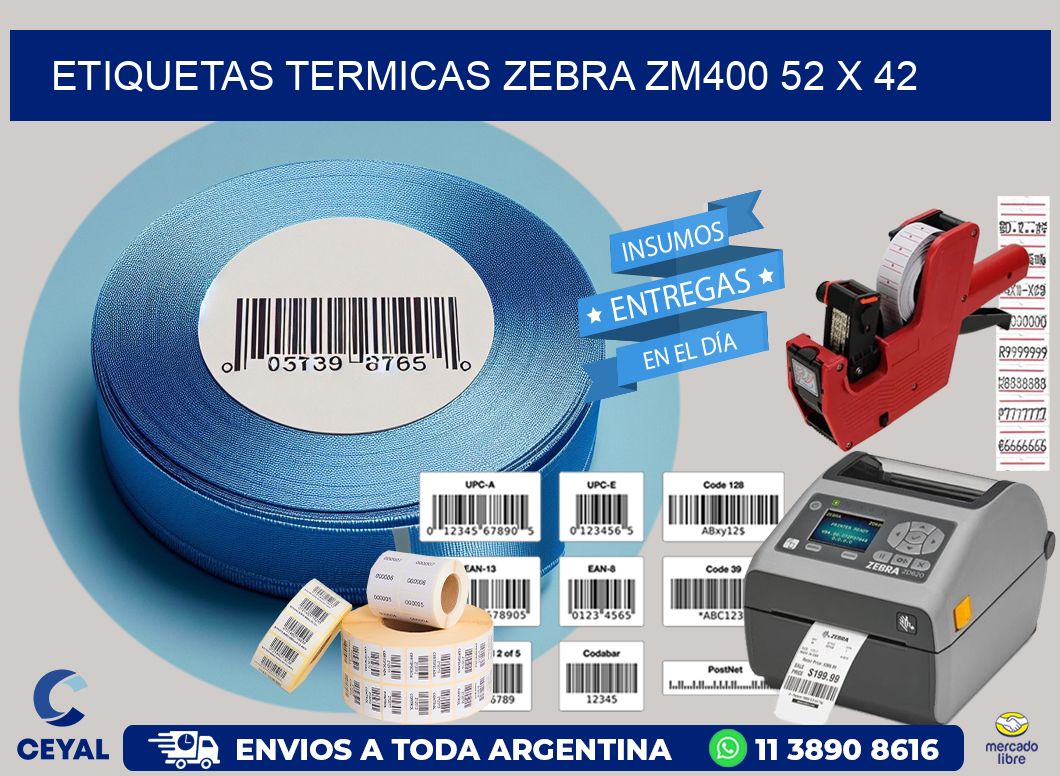 ETIQUETAS TERMICAS ZEBRA ZM400 52 x 42