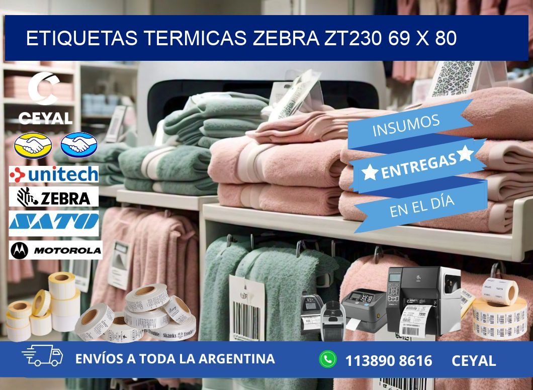 ETIQUETAS TERMICAS ZEBRA ZT230 69 x 80