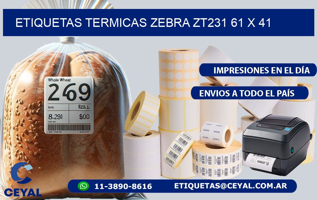 ETIQUETAS TERMICAS ZEBRA ZT231 61 x 41