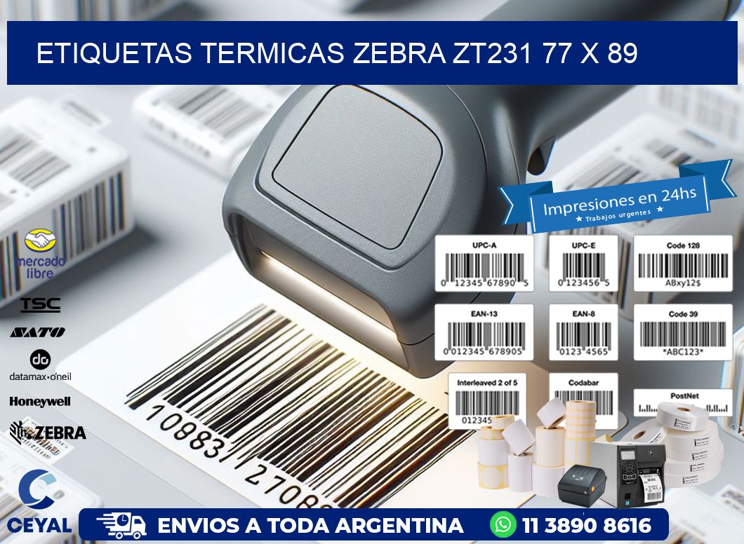 ETIQUETAS TERMICAS ZEBRA ZT231 77 x 89