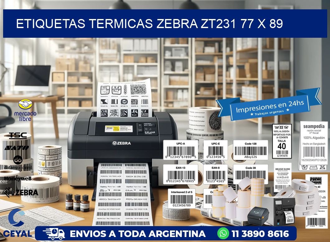 ETIQUETAS TERMICAS ZEBRA ZT231 77 x 89