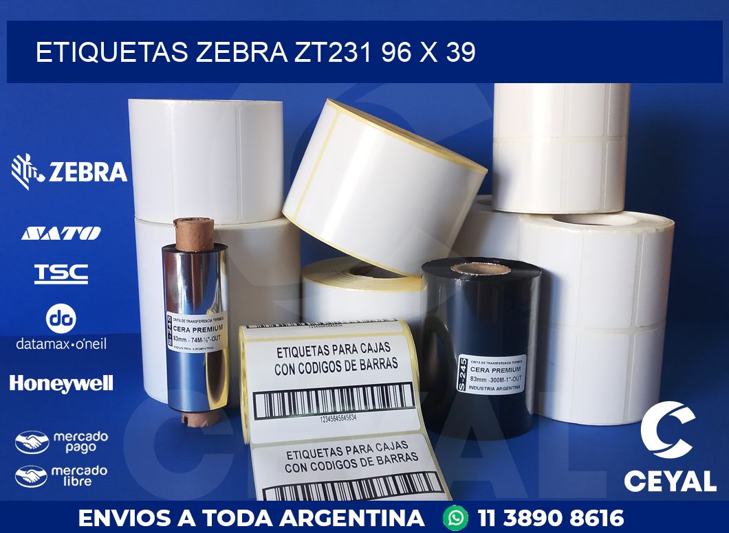 ETIQUETAS Zebra ZT231 96 x 39