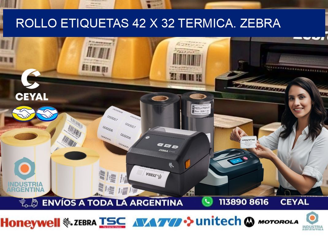 Rollo etiquetas 42 x 32 termica. zebra