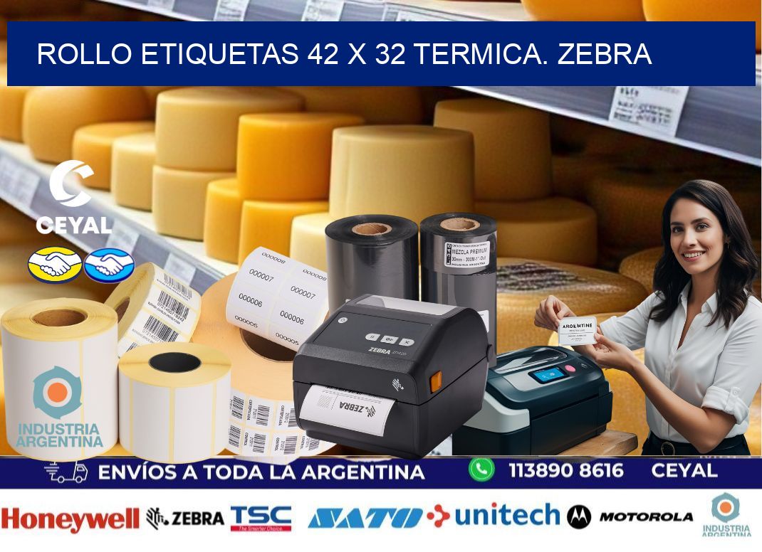 Rollo etiquetas 42 x 32 termica. zebra