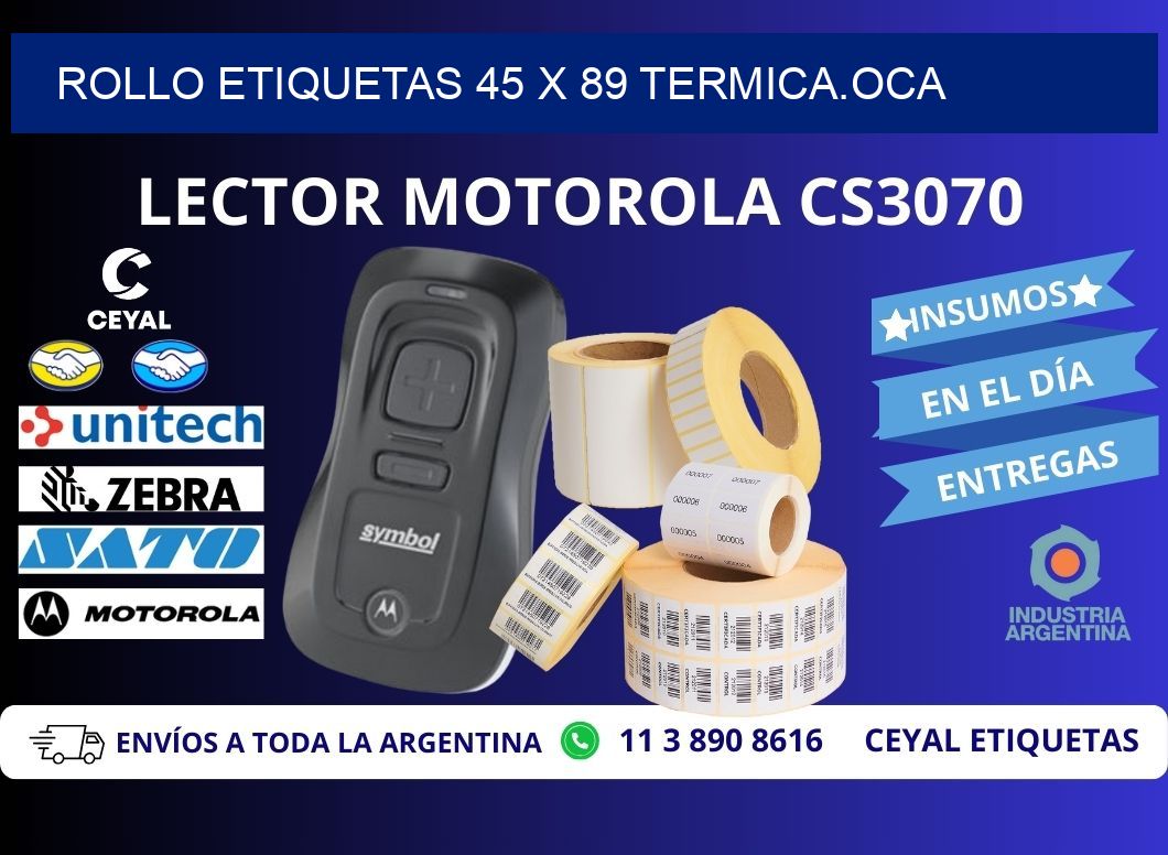 Rollo etiquetas 45 x 89 termica.OCA