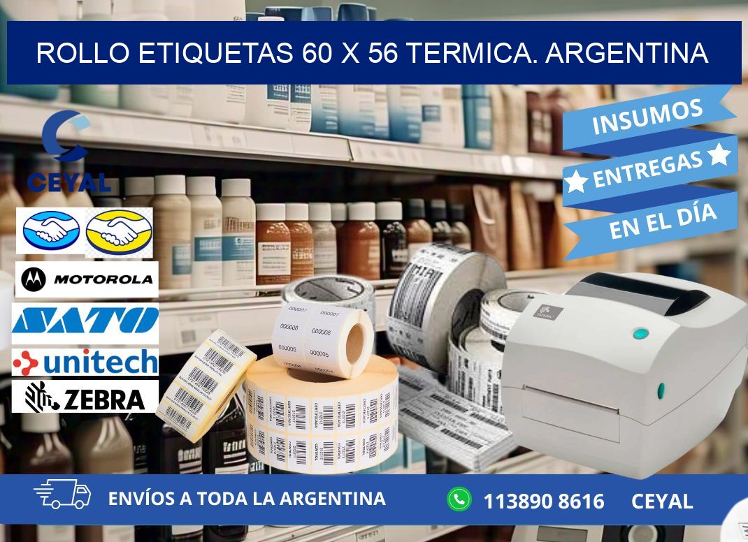 Rollo etiquetas 60 x 56 termica. Argentina