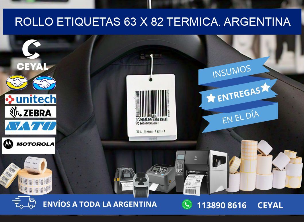 Rollo etiquetas 63 x 82 termica. Argentina