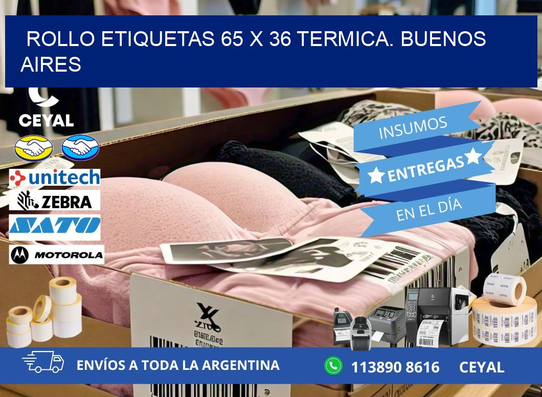 Rollo etiquetas 65 x 36 termica. Buenos Aires