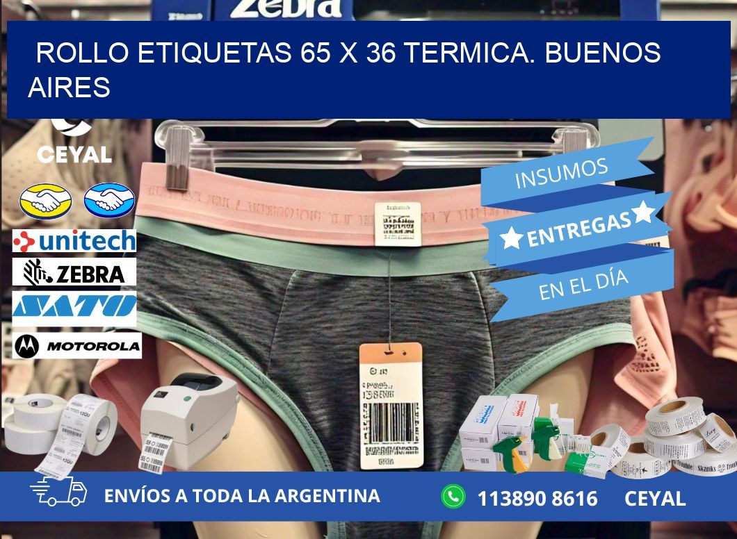 Rollo etiquetas 65 x 36 termica. Buenos Aires