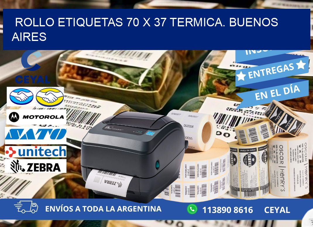 Rollo etiquetas 70 x 37 termica. Buenos Aires