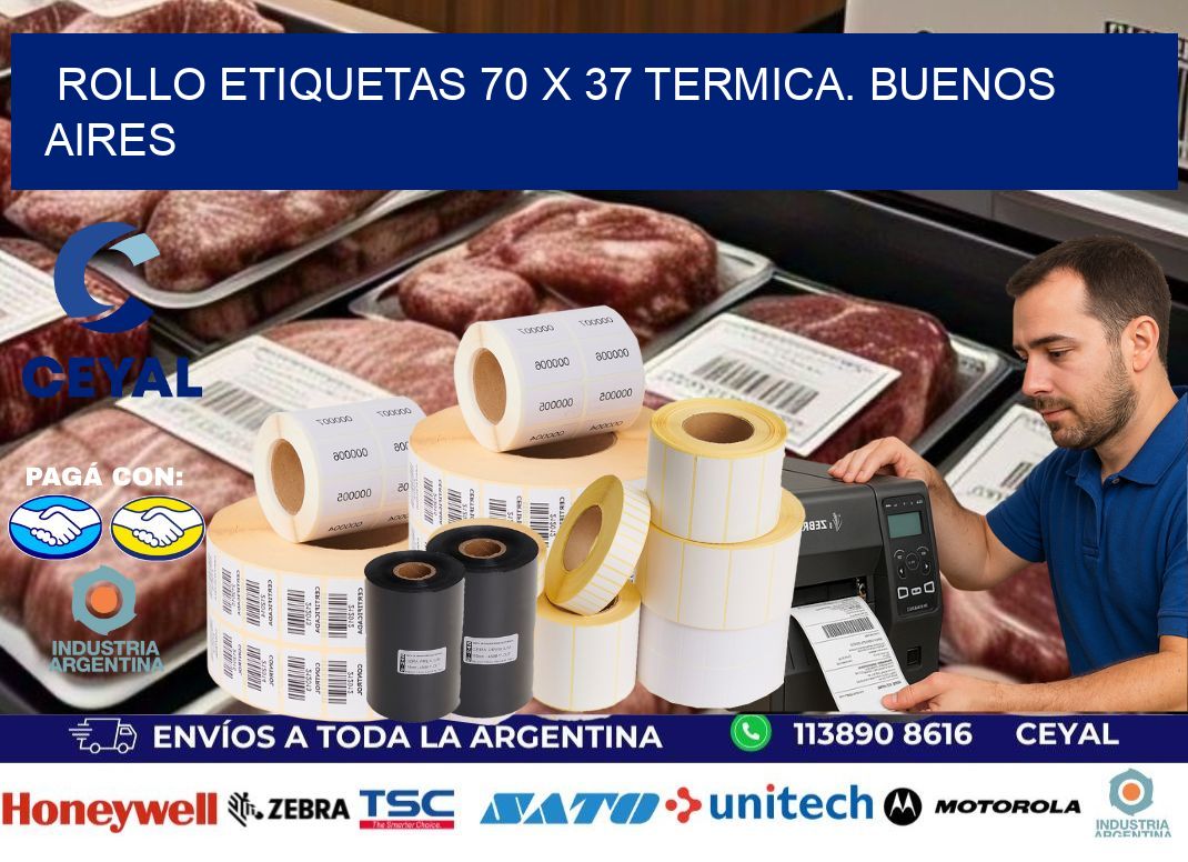 Rollo etiquetas 70 x 37 termica. Buenos Aires