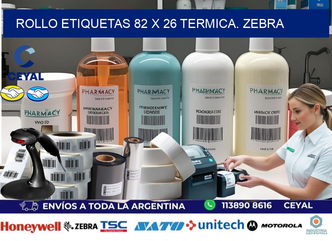 Rollo etiquetas 82 x 26 termica. zebra