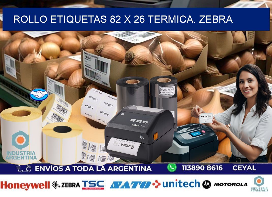 Rollo etiquetas 82 x 26 termica. zebra