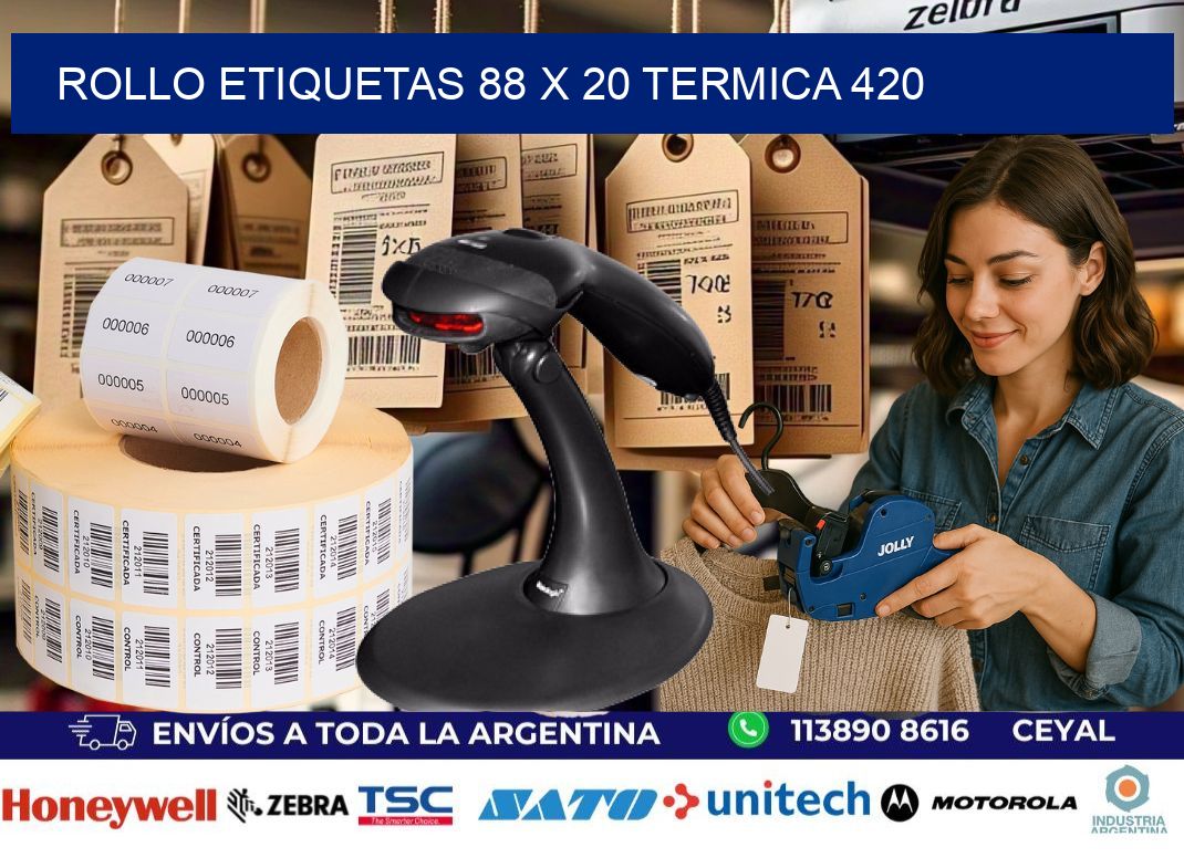 Rollo etiquetas 88 x 20 termica 420
