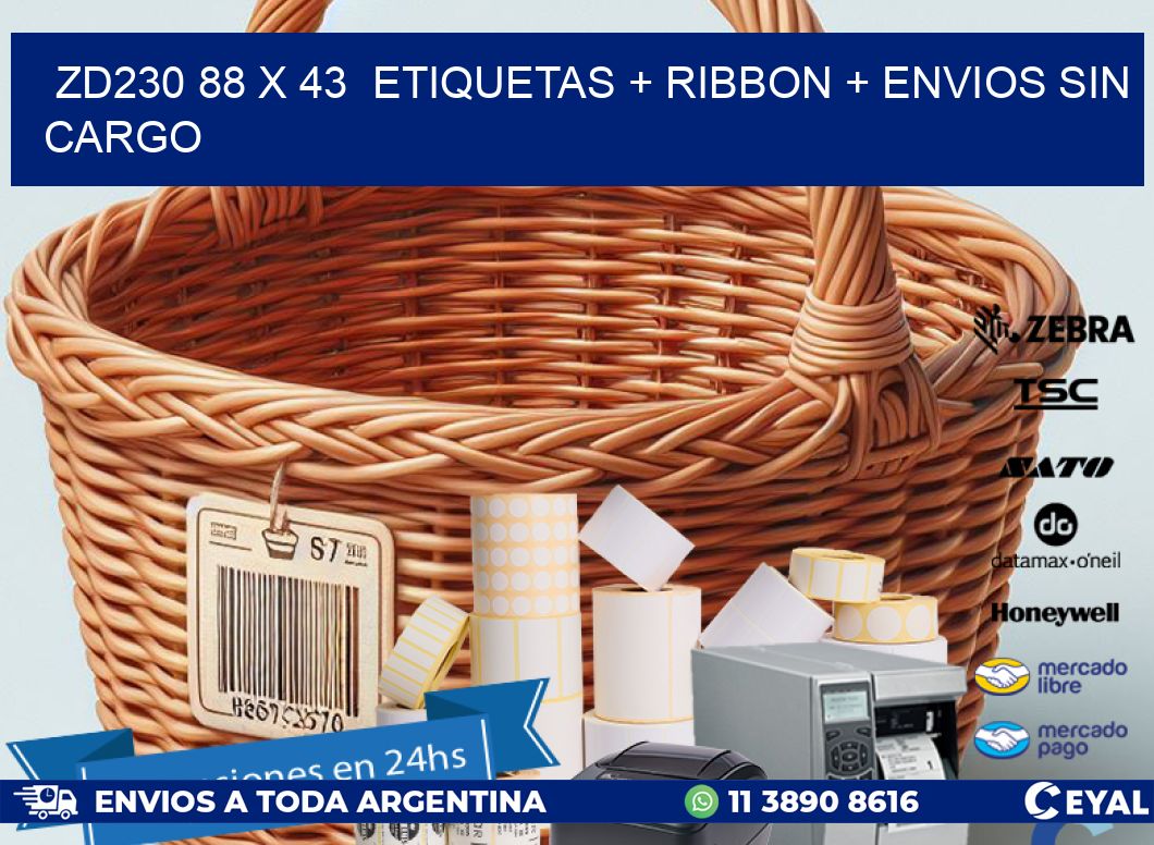 ZD230 88 x 43  etiquetas + ribbon + envios sin cargo