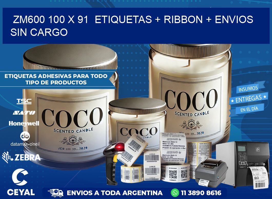 ZM600 100 x 91  etiquetas + ribbon + envios sin cargo