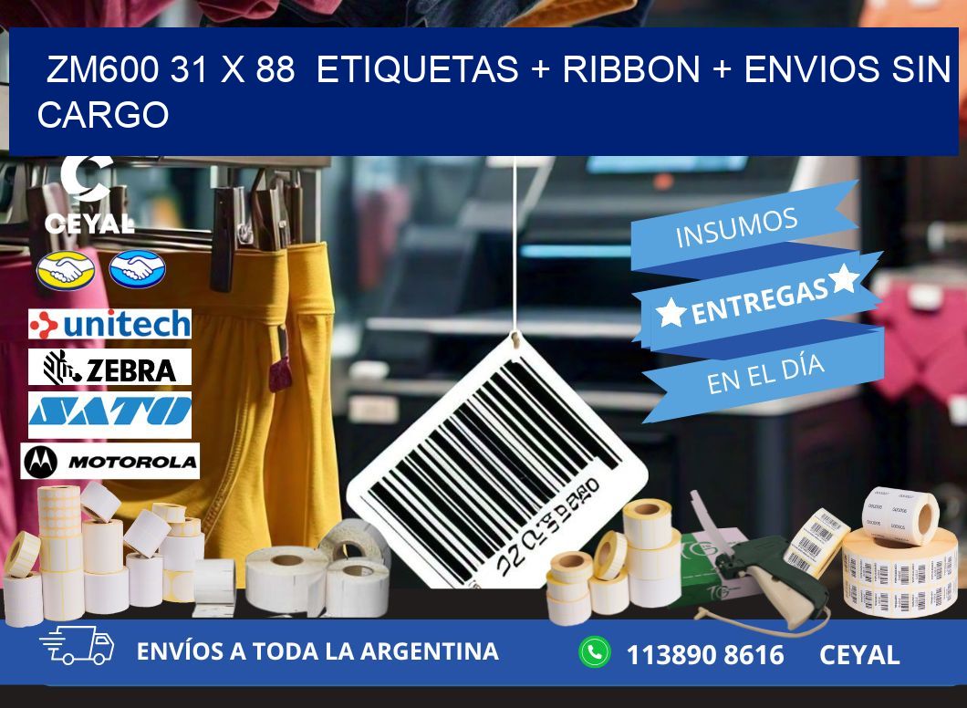 ZM600 31 x 88  etiquetas + ribbon + envios sin cargo