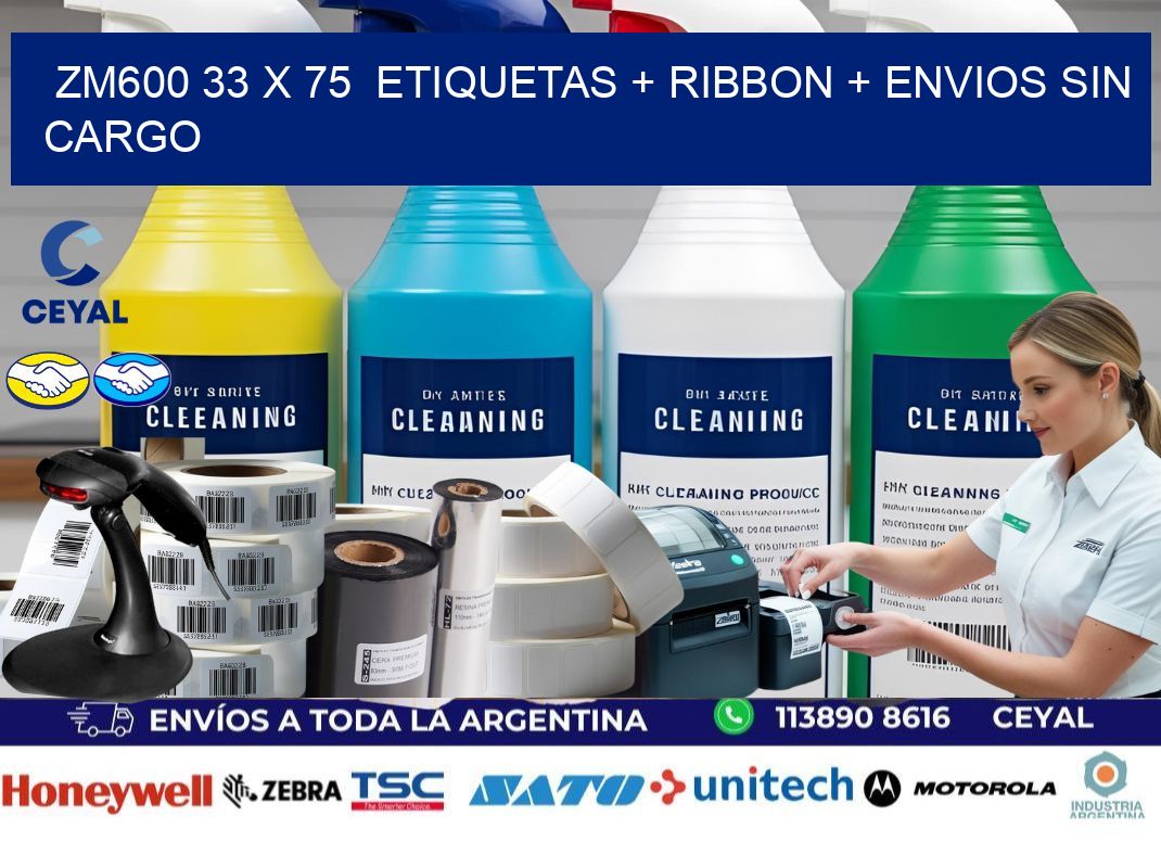 ZM600 33 x 75  etiquetas + ribbon + envios sin cargo