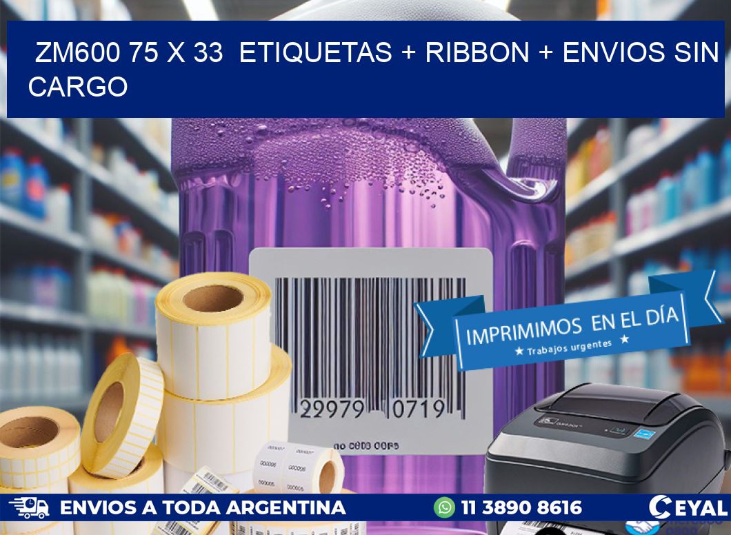 ZM600 75 x 33  etiquetas + ribbon + envios sin cargo