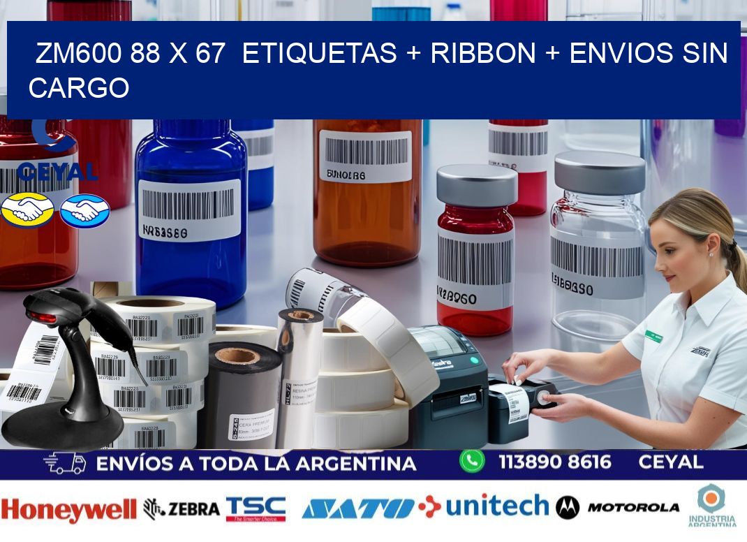 ZM600 88 x 67  etiquetas + ribbon + envios sin cargo