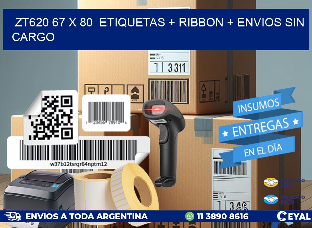 ZT620 67 x 80  etiquetas + ribbon + envios sin cargo