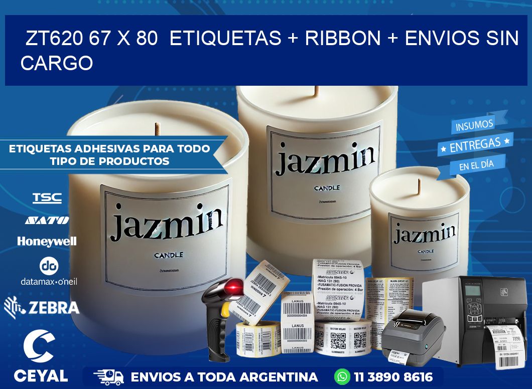 ZT620 67 x 80  etiquetas + ribbon + envios sin cargo