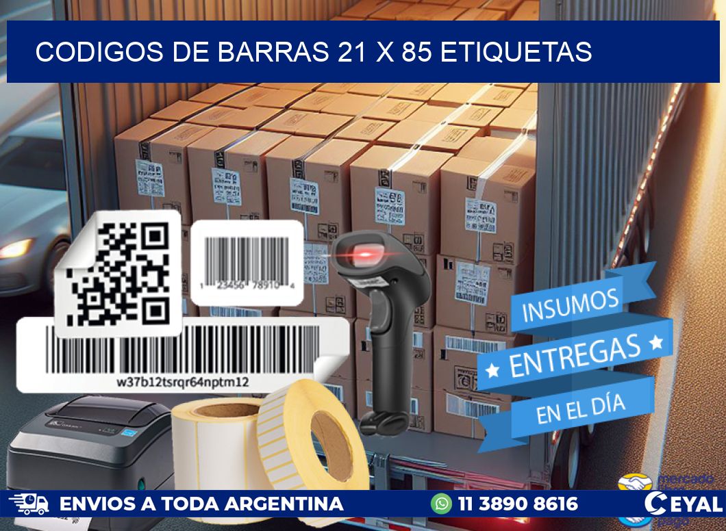 codigos de barras 21 x 85 etiquetas