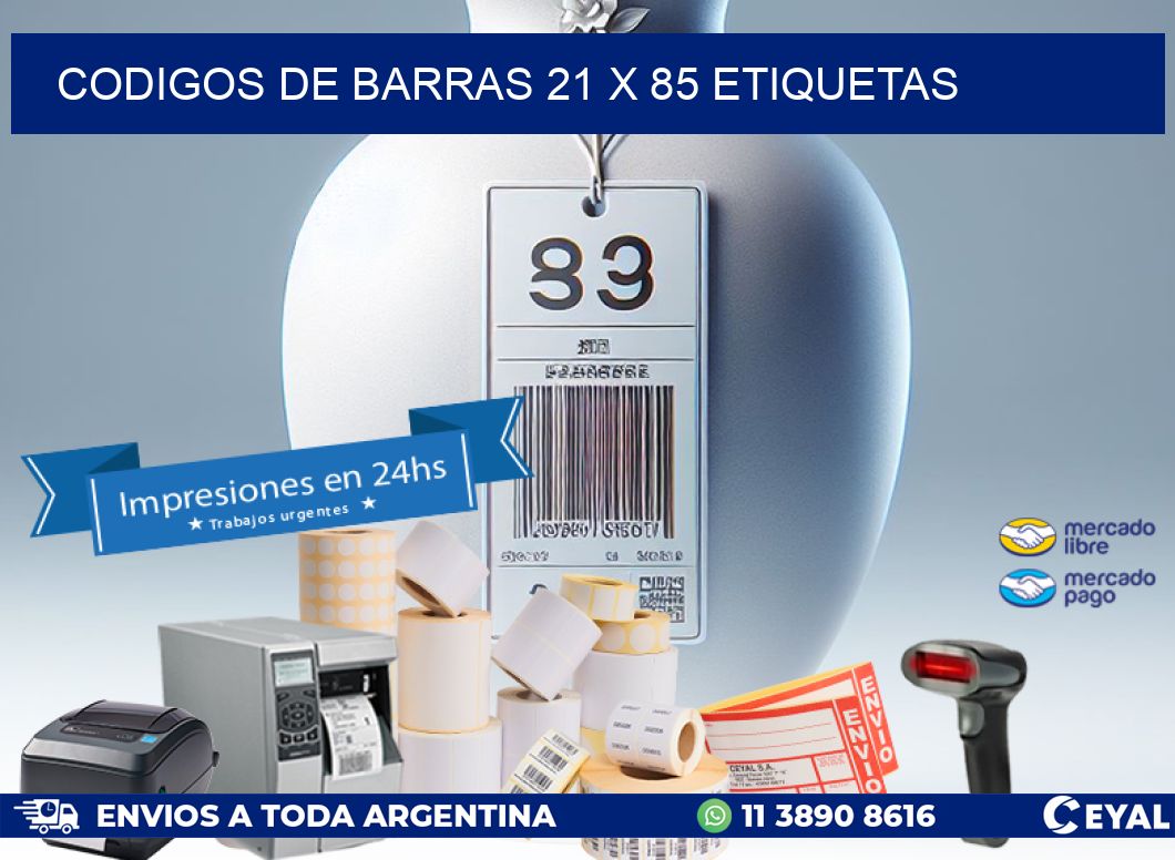 codigos de barras 21 x 85 etiquetas